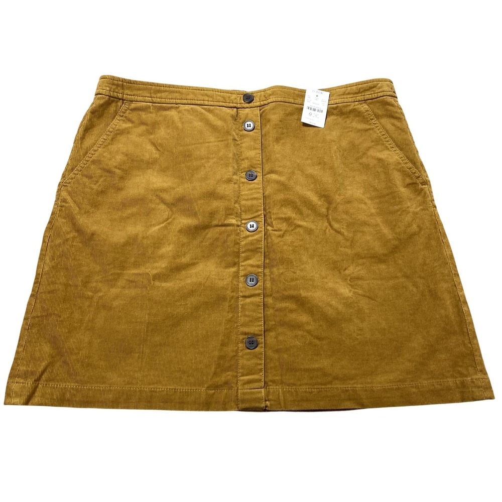 J.Crew‎ Skirt Womens 16 Brown Corduroy A-Line Knee Length Button Front NWT